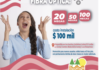 AHORA ES TU TURNO, YA PODÉS TENER FIBRA OPTICA